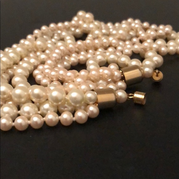 VINTAGE PEARL5 STRAND CREAMY IVORY NECKLACE - Picture 5 of 11